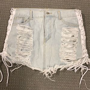 high waist jean skirt